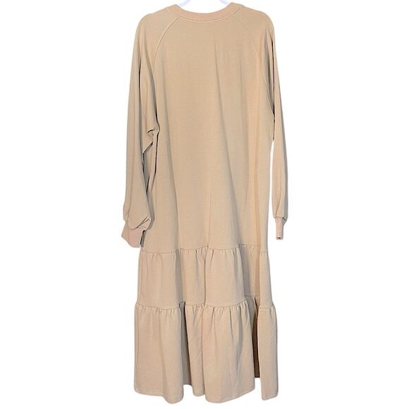 Nap Loungewear Tan Casual Tiered Long Sleeve Maxi Dress Women’s Size Small NWT - Picture 4 of 11